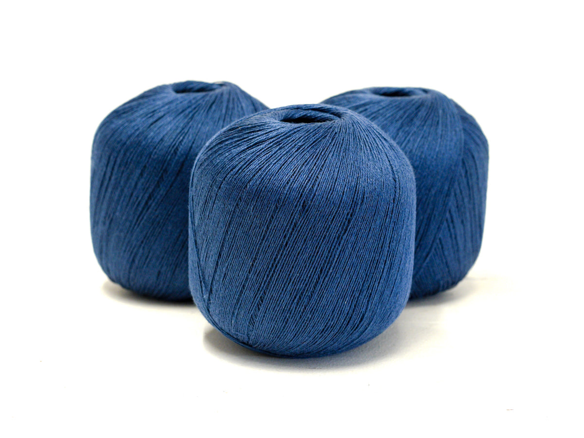100% linen yarn in Storm blue color 100g/600m.