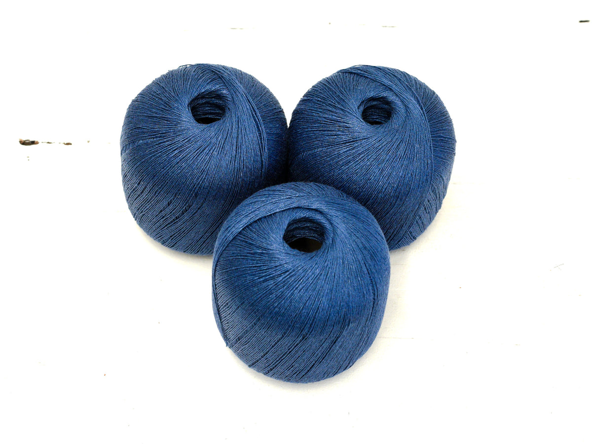 100% linen yarn in Storm blue color 100g/600m.