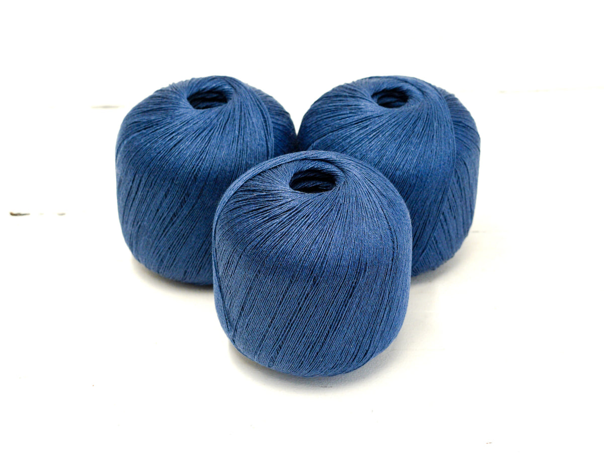 100% linen yarn in Storm blue color 100g/600m.