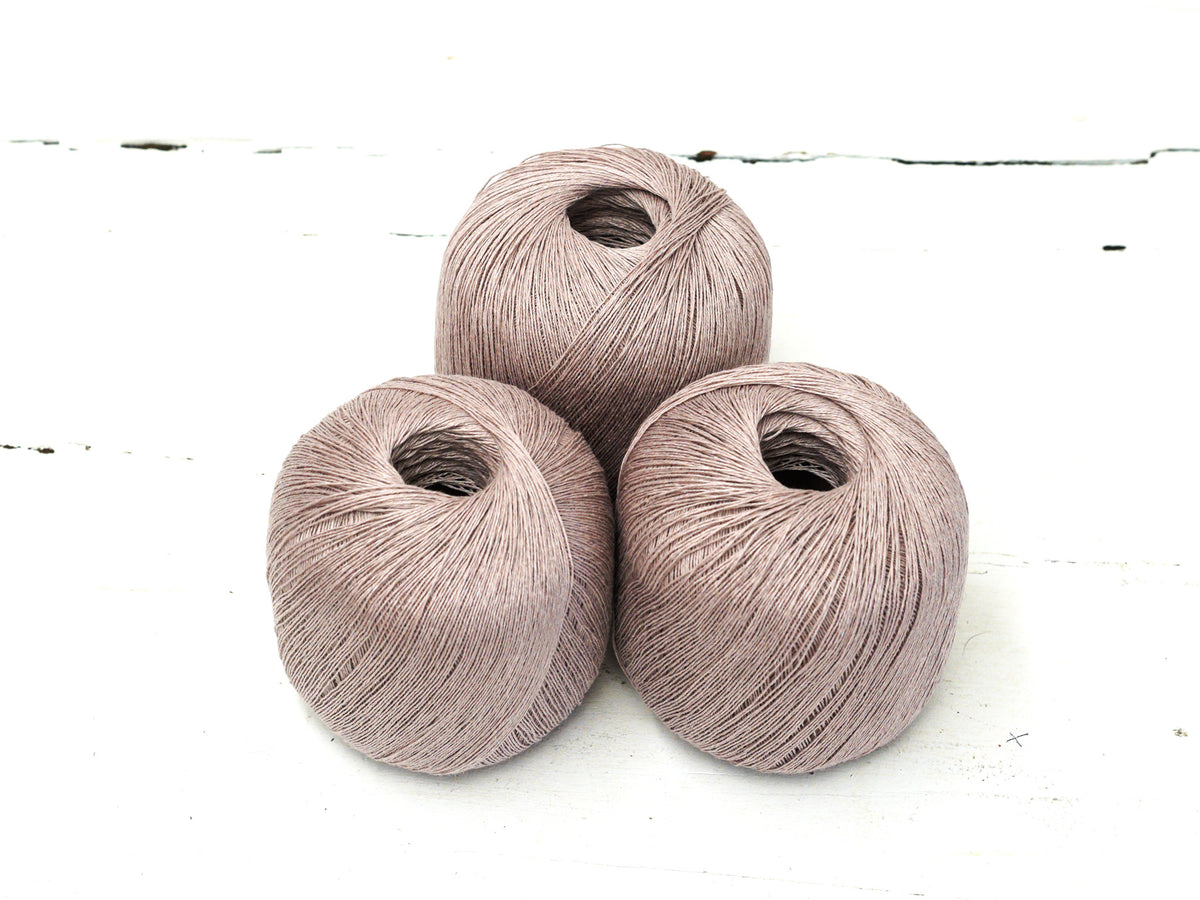 Ash rose 100% Linen Yarn - Lace Weight, 100 g / 600 m
