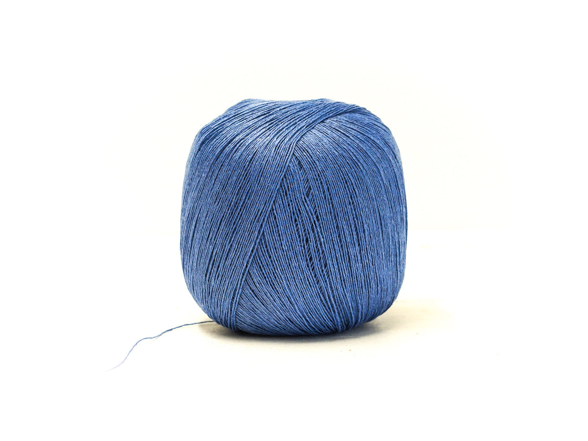 100% linen yarn in steel blue color 100g/600m.