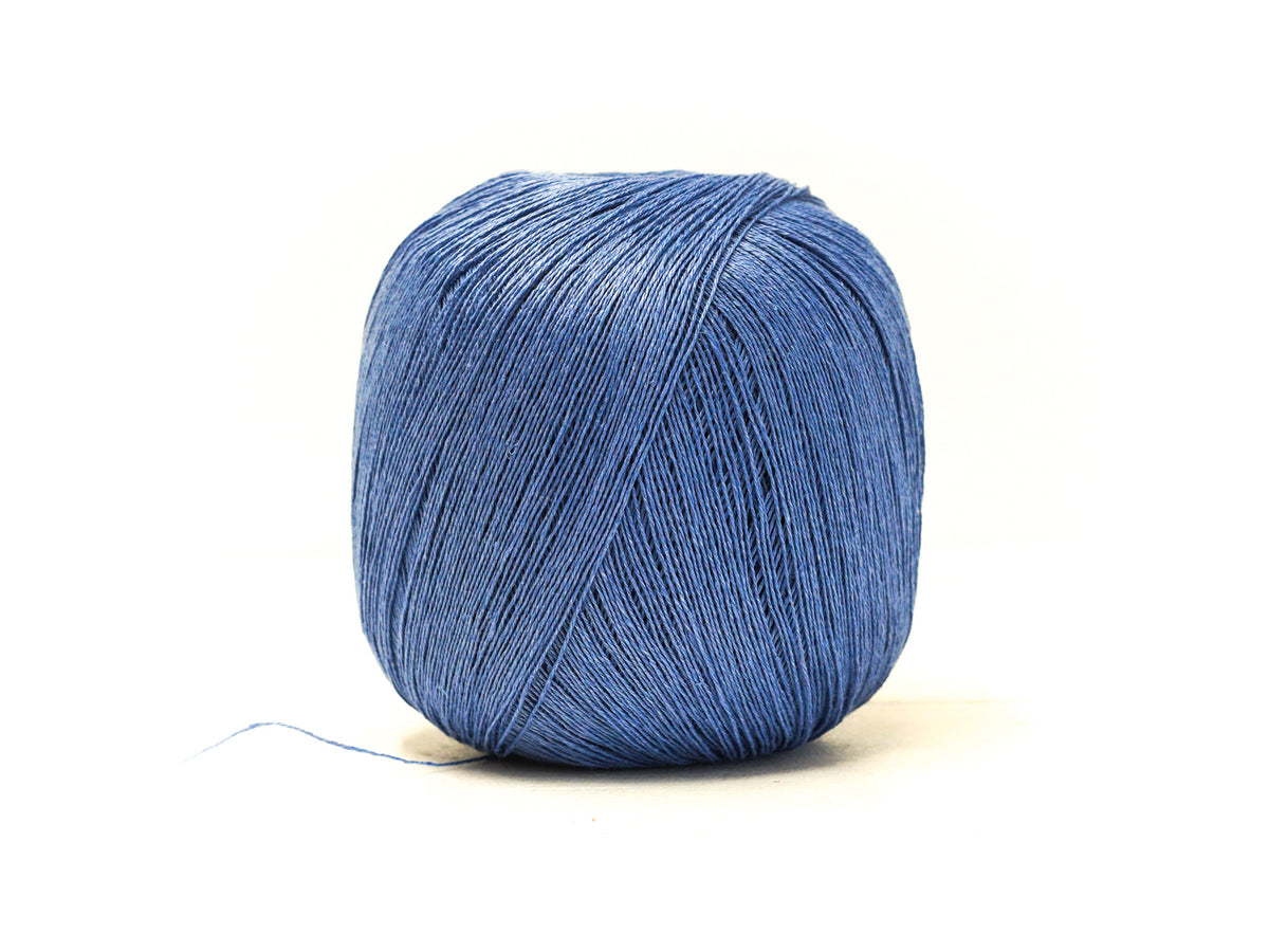 100% linen yarn in steel blue color 100g/600m.
