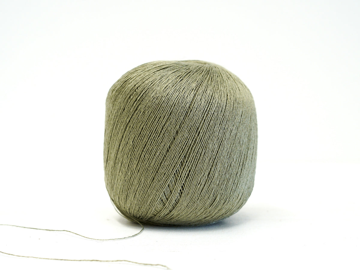 Soft Olive Green 100% Linen Yarn | Lace, 100 g / 600 m