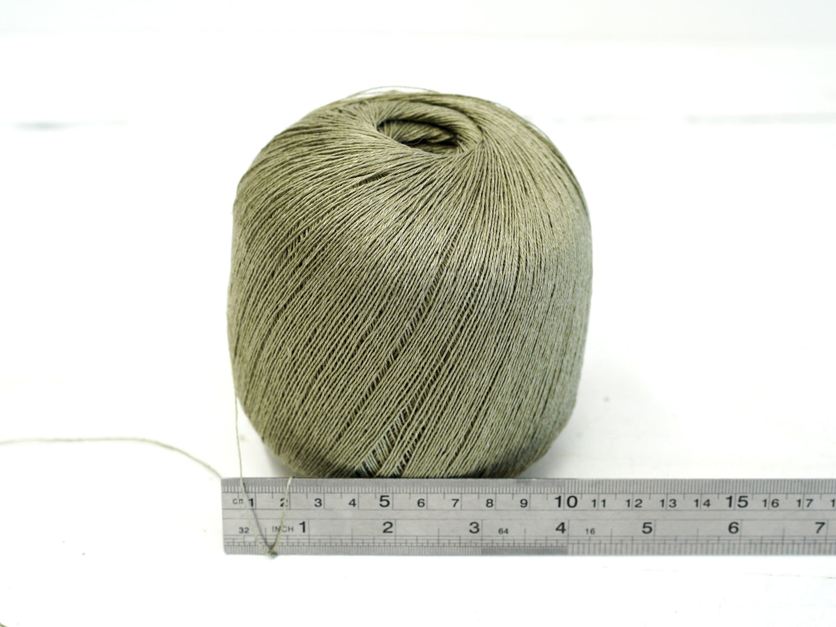 Soft Olive Green 100% Linen Yarn | Lace, 100 g / 600 m