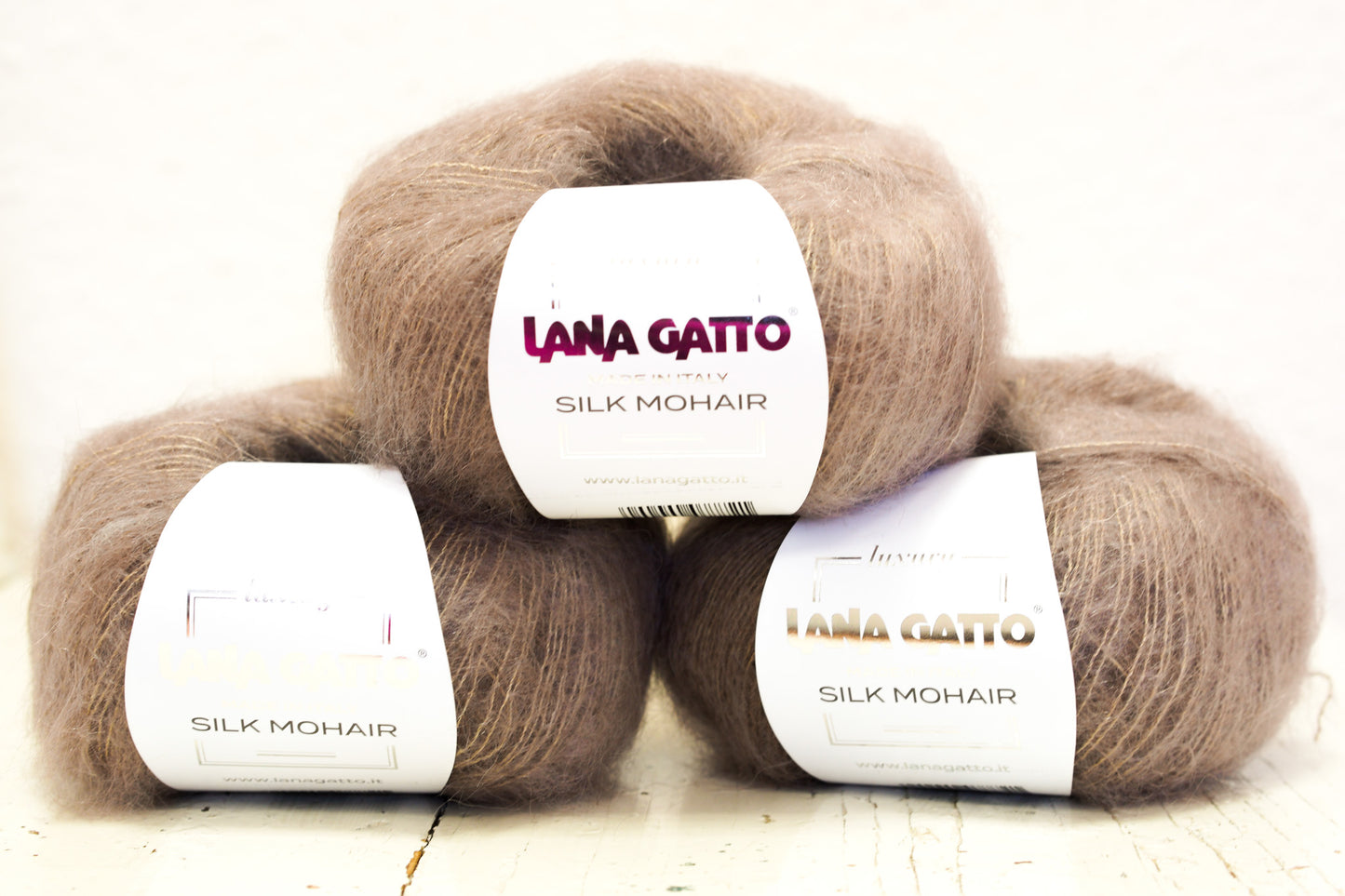 Taupe brown color 14044 - Lana Gatto lace Mohair Silk yarn