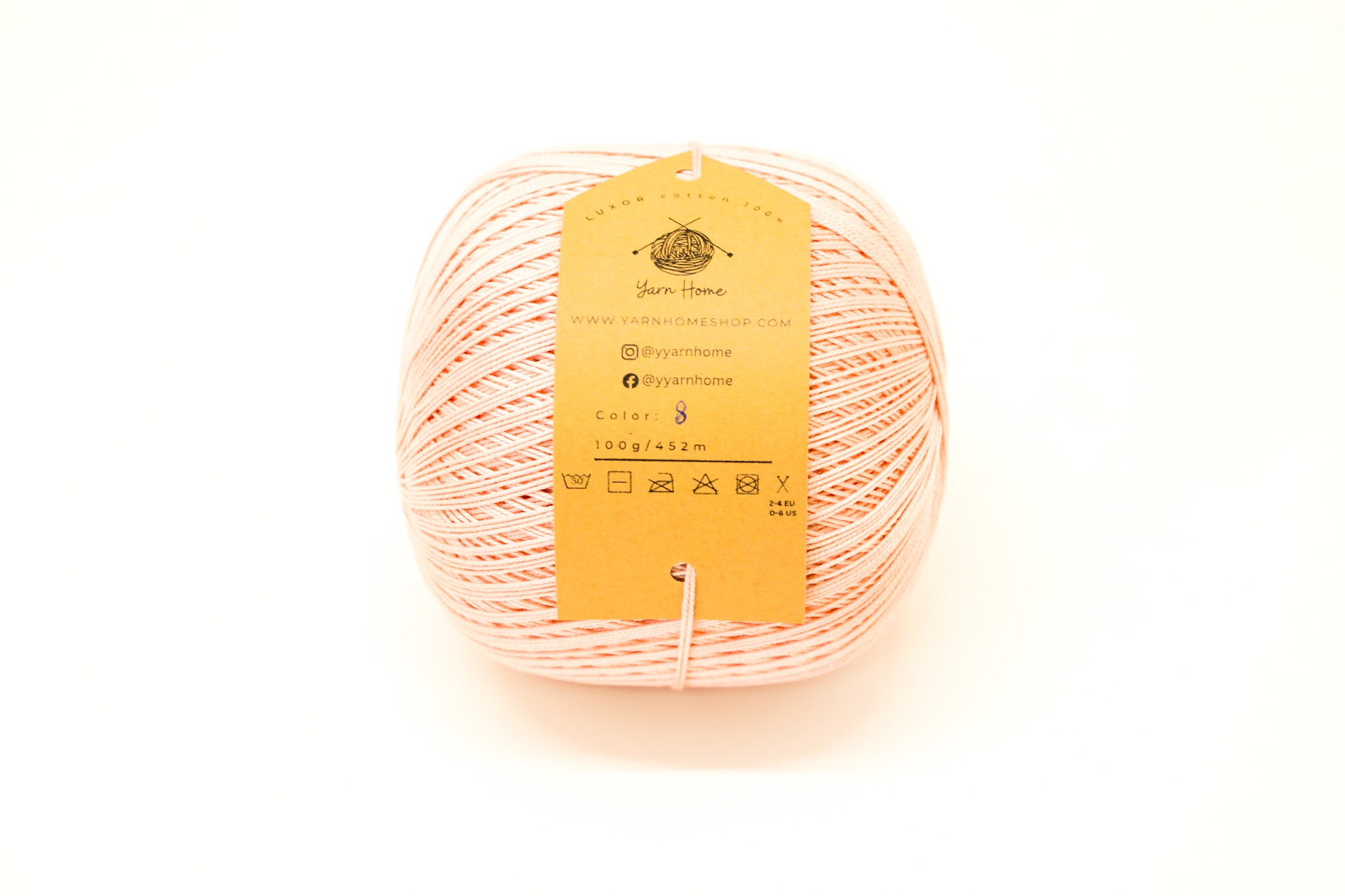 Light peach color mercerised cotton 100g/452m