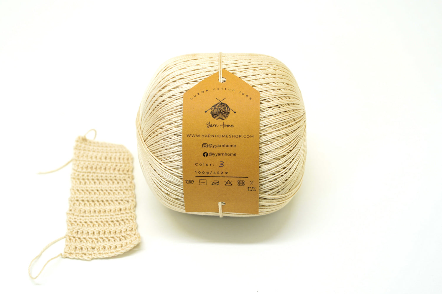 Beige color mercerised cotton 100g/452m