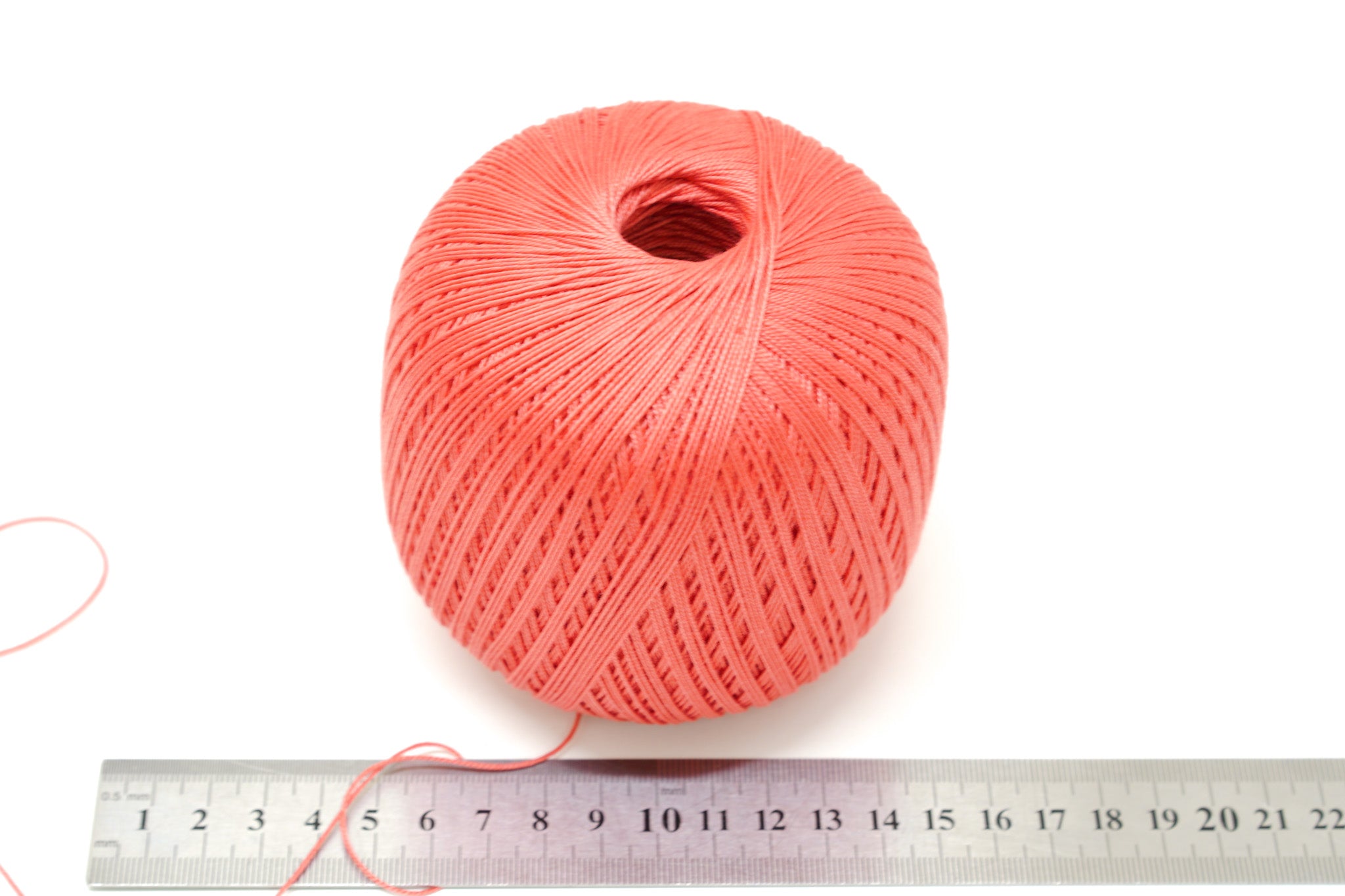 Coral color mercerised cotton 100g/452m