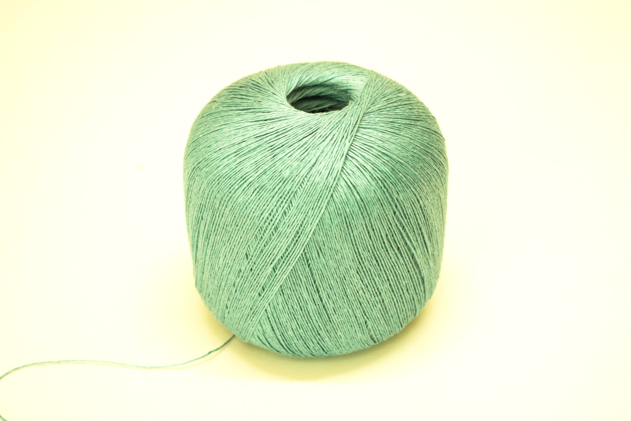 100% linen yarn in Sage green color