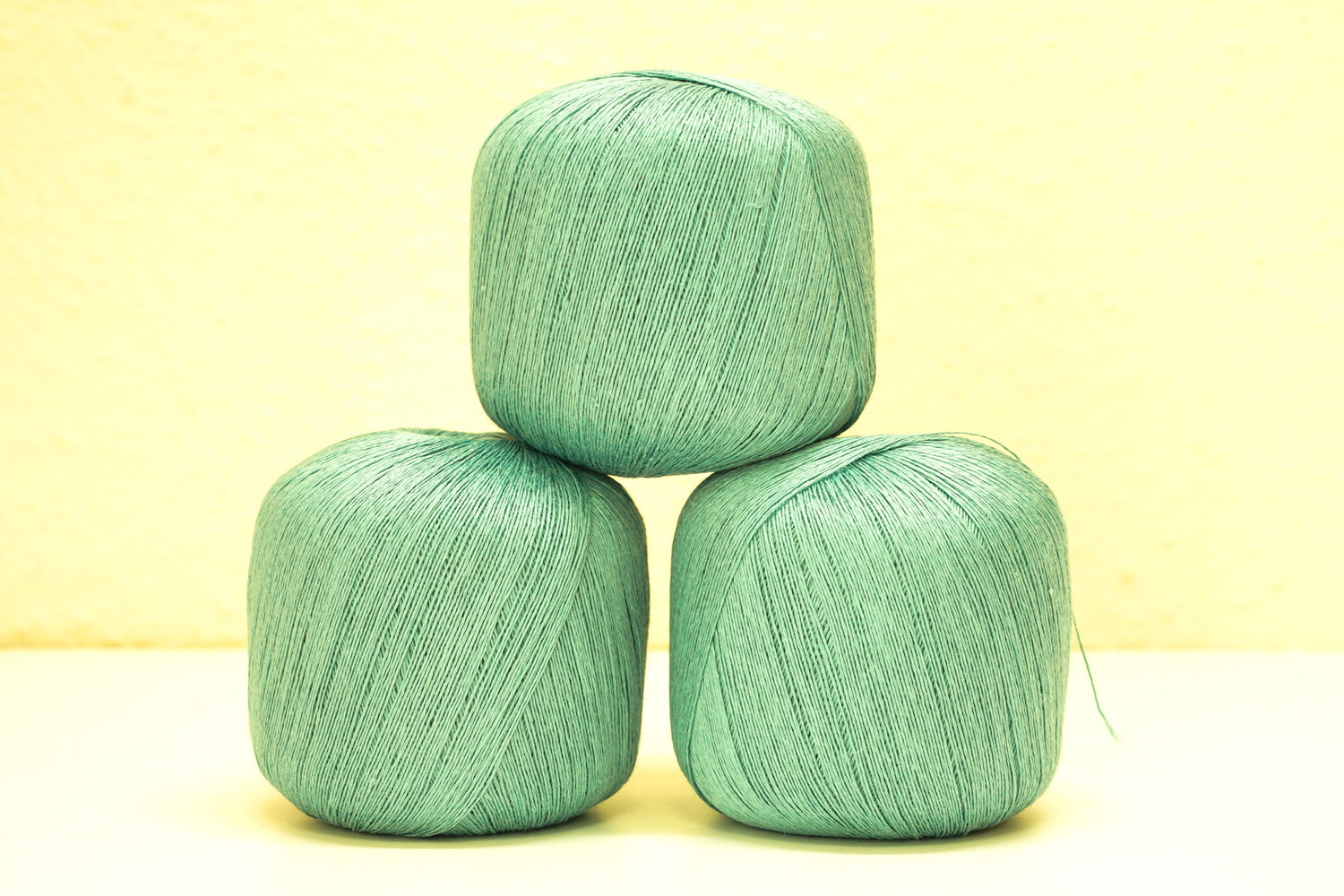 100% linen yarn in Sage green color
