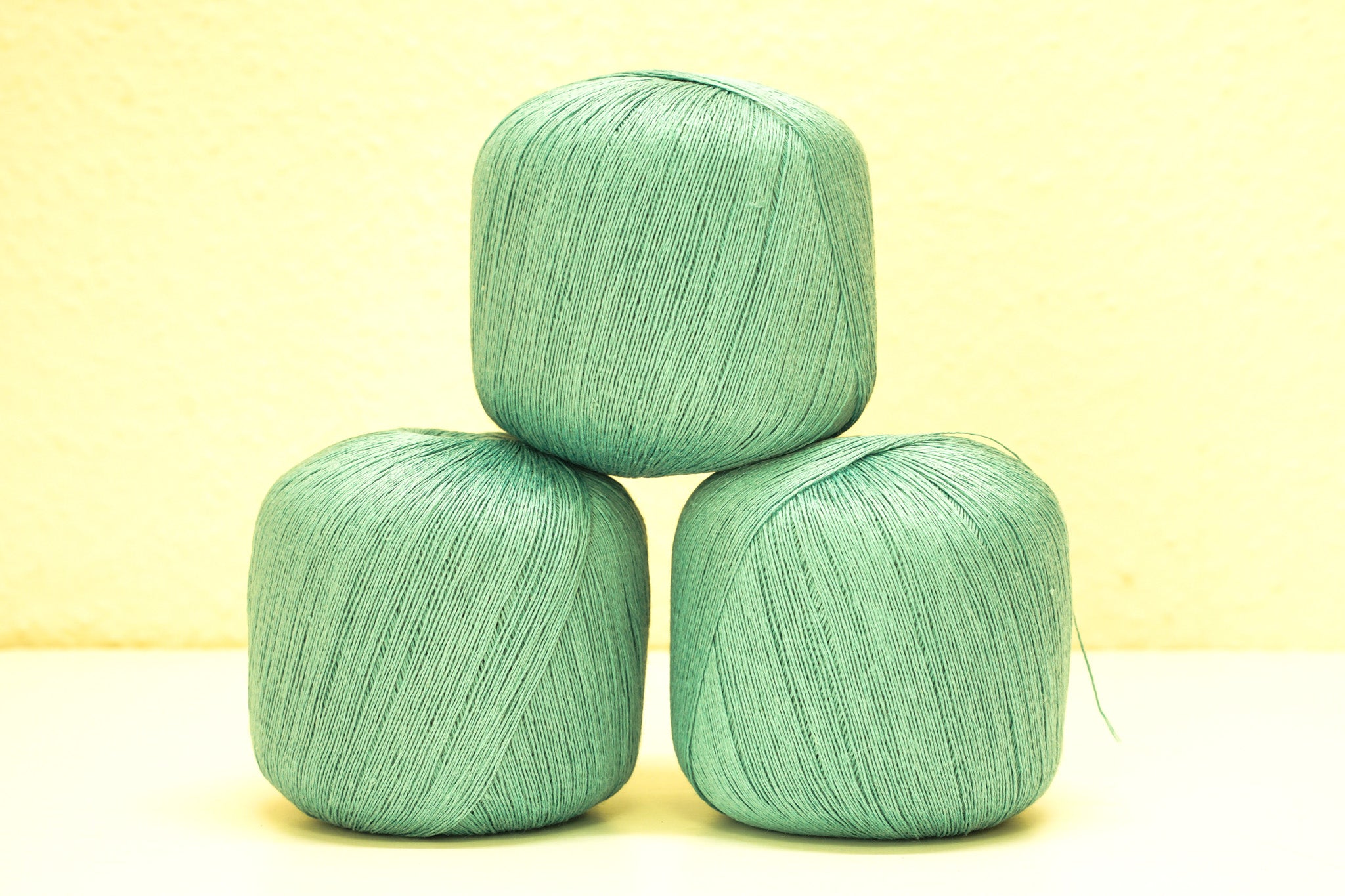 100% linen yarn in Sage green color