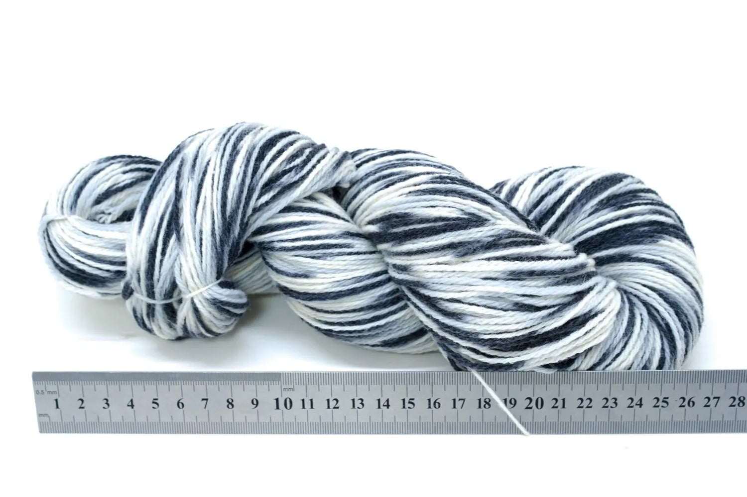 White, Grey &amp; Black Mélange New Zealand Wool Yarn - 80% Wool, 20% Polyamide