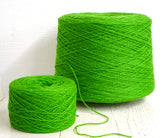 Bright green fingering wool yarn in cone - 900g/31.7oz. | bright-green-fingering-wool-yarn-in-cone-900g-31-7oz