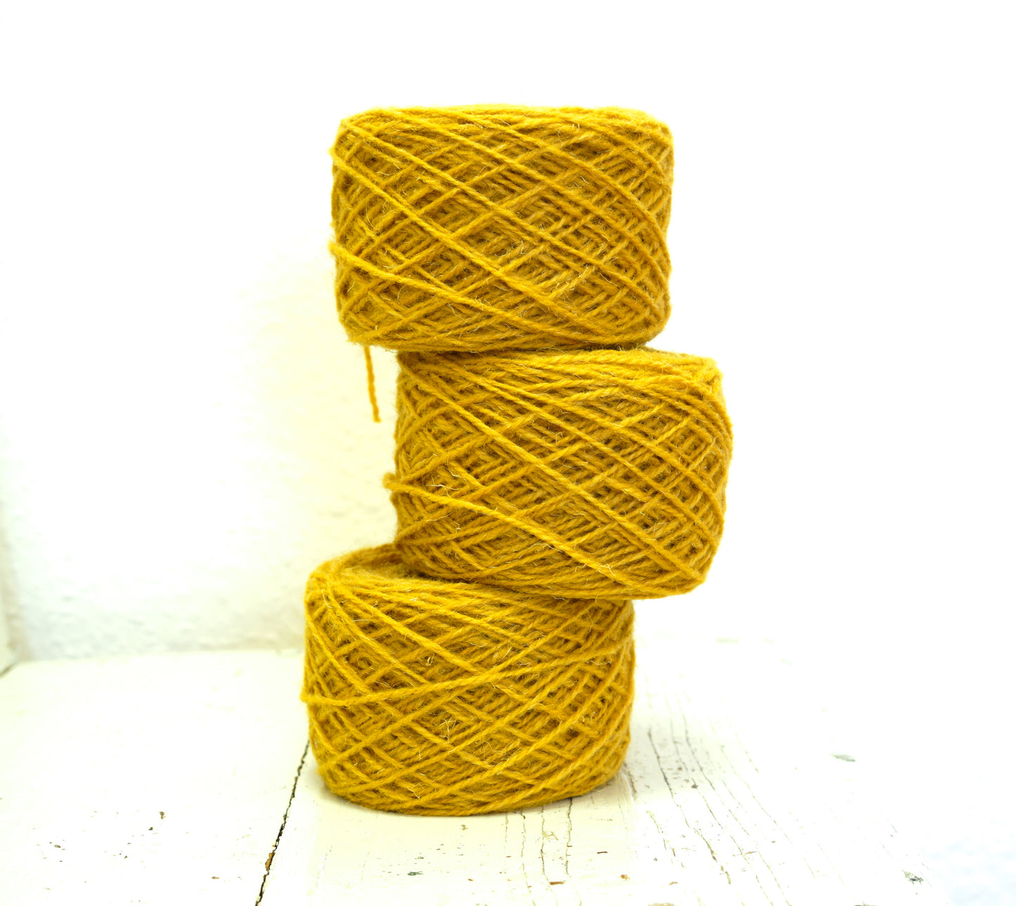 Mustard color wool yarn (65)