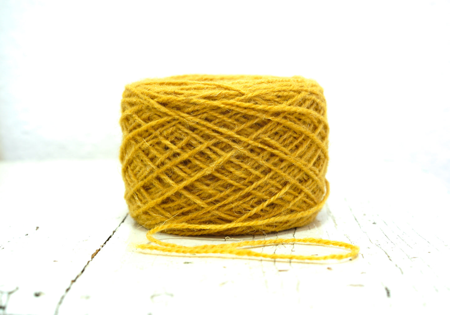 Mustard color wool yarn (65)