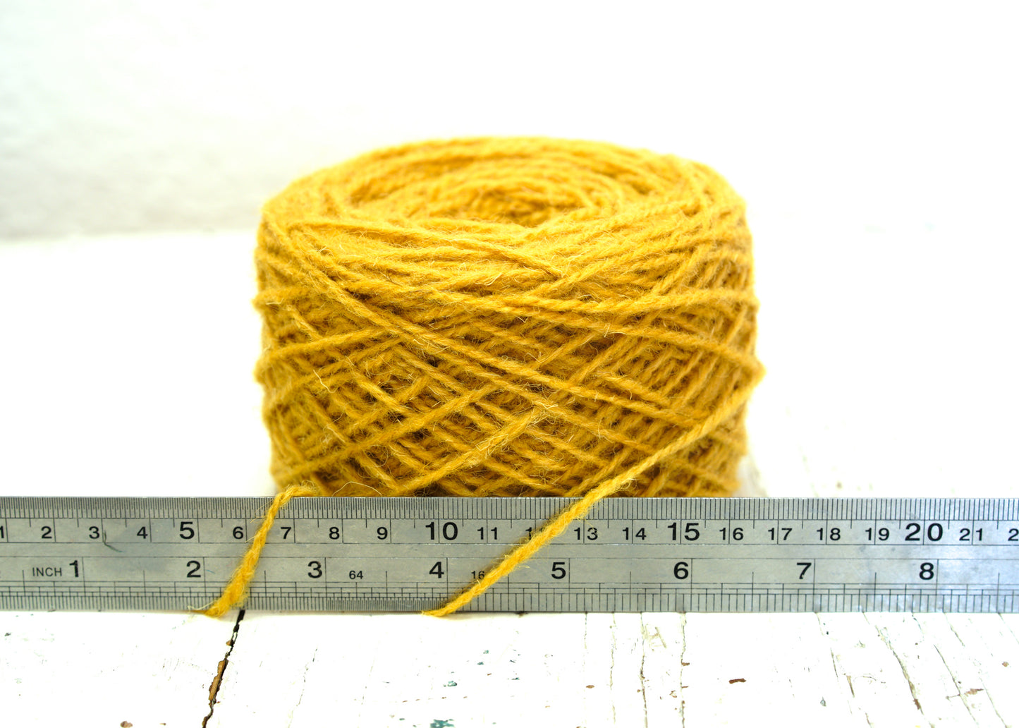 Mustard color wool yarn (65)