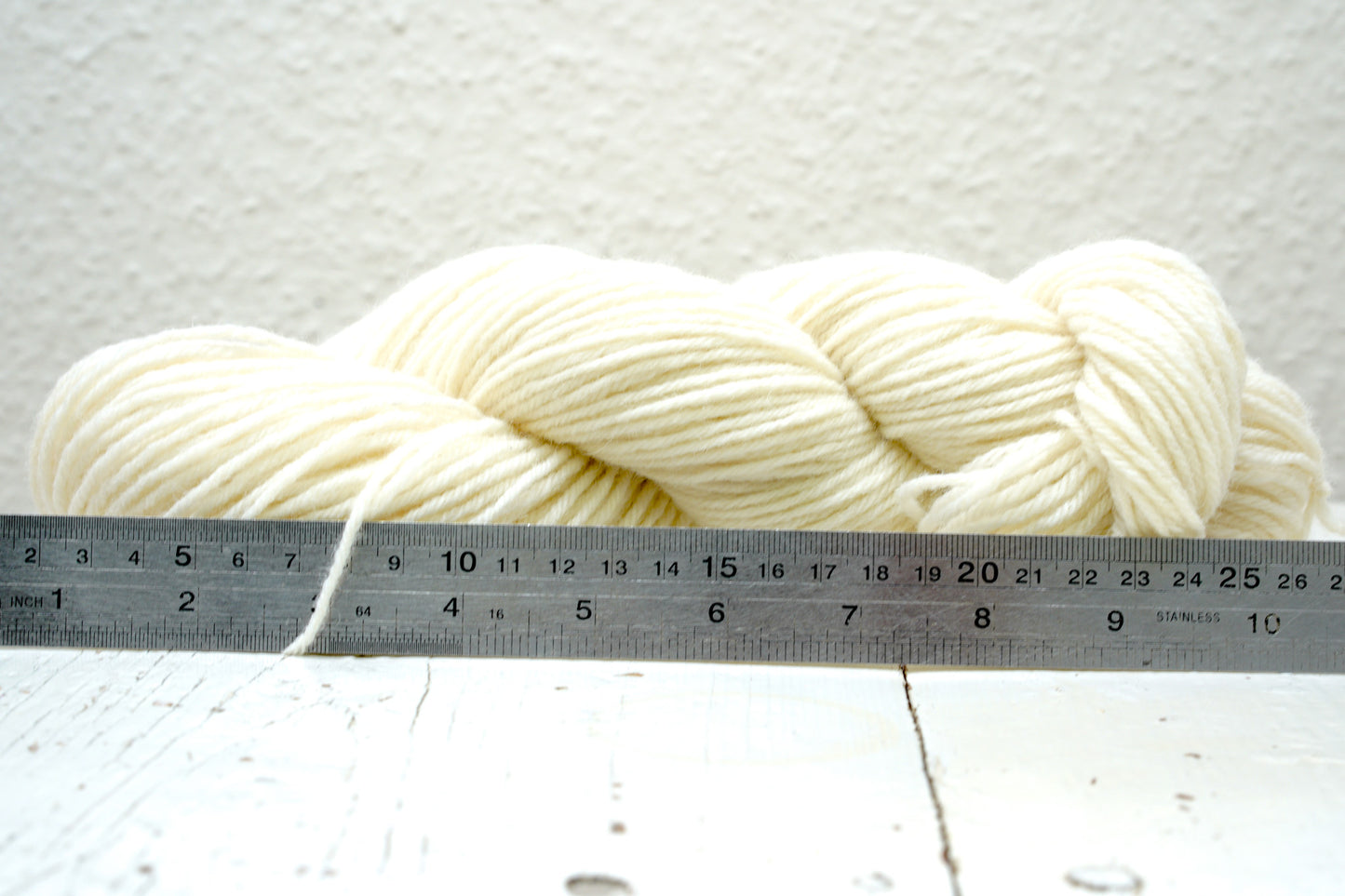 Milk white New Zealand DK wool yarn 100g./170m.