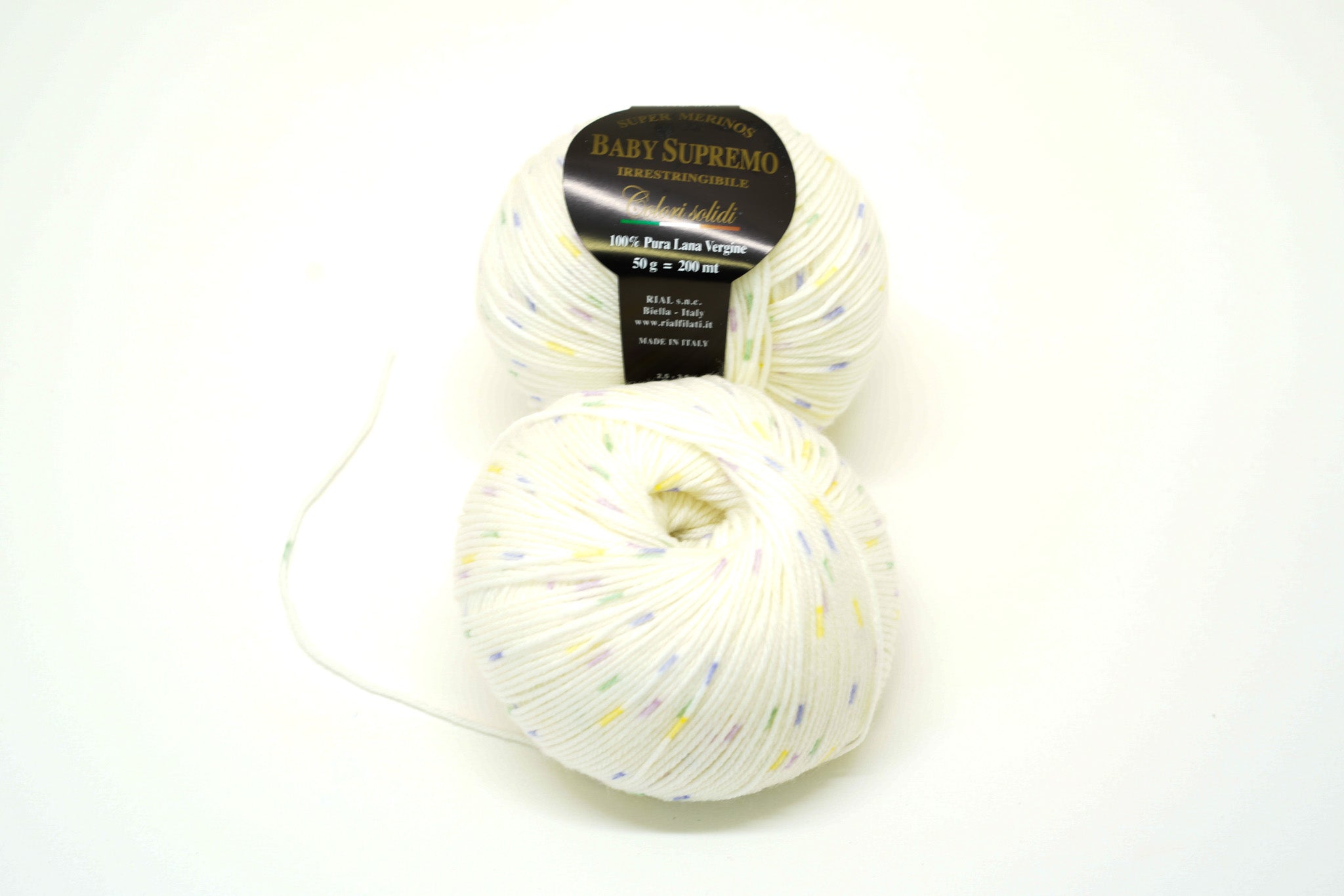White virgin merino lace wool with colors | Luxury thread