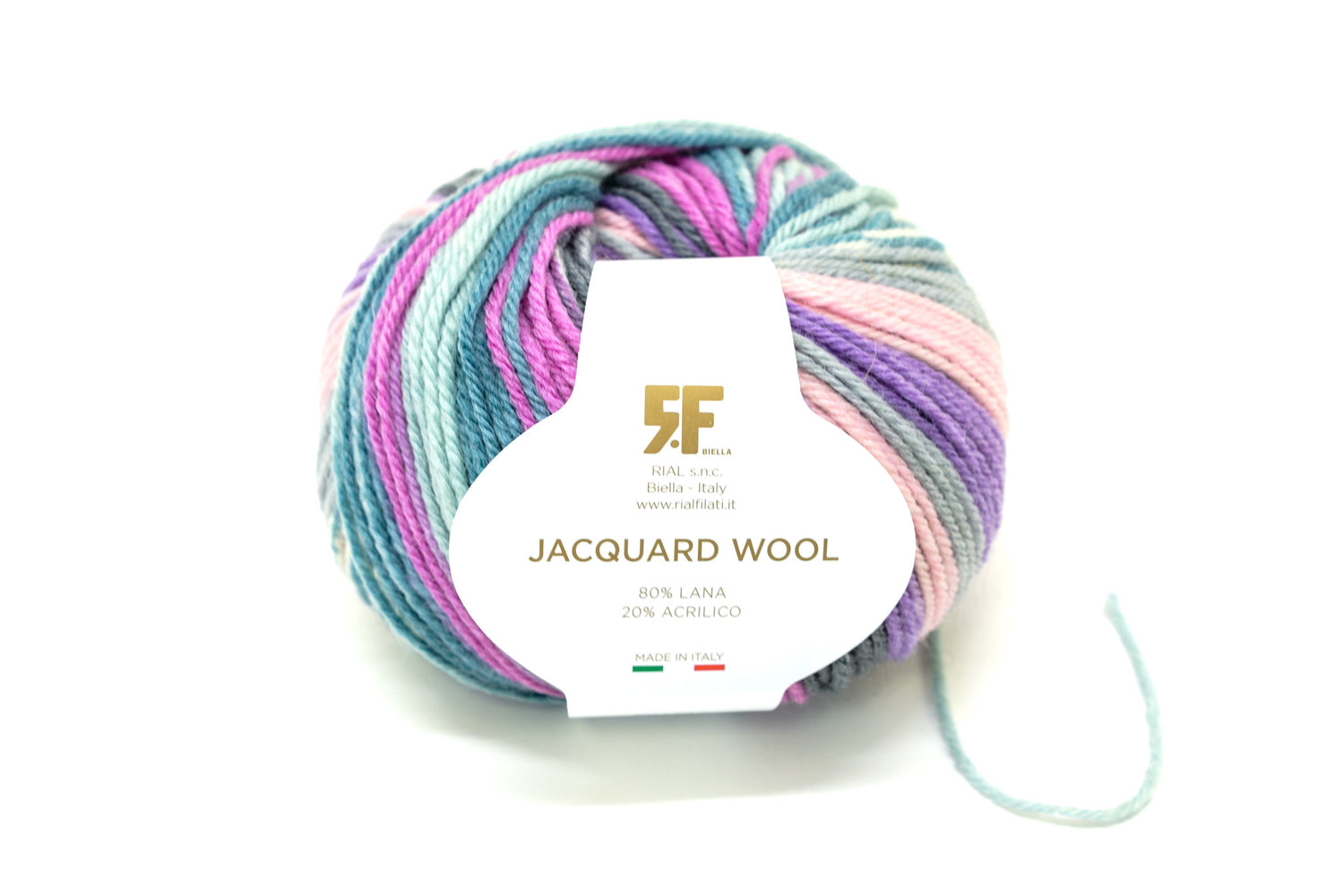 Multicolour lilac-grey Jacquard 80% wool blend 50g./125m - 807