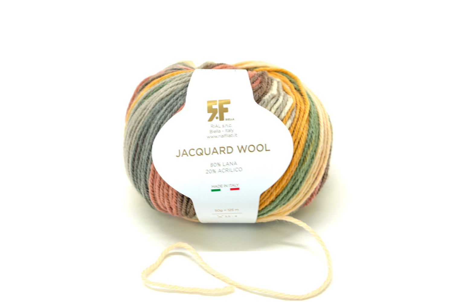 Brown-mustard-grey Jacquard 80% wool blend 50g./125m color - 806