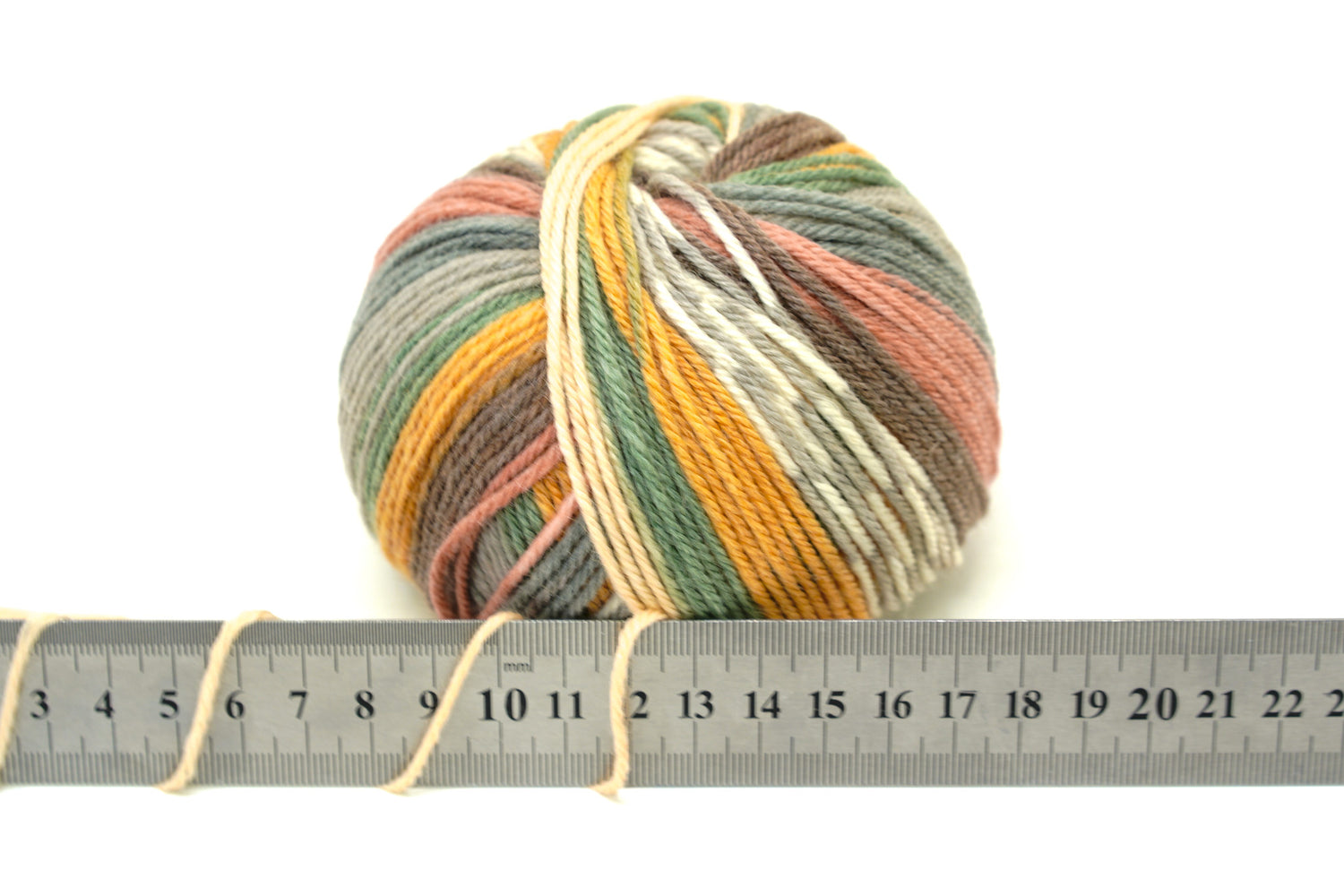 Brown-mustard-grey Jacquard 80% wool blend 50g./125m color - 806