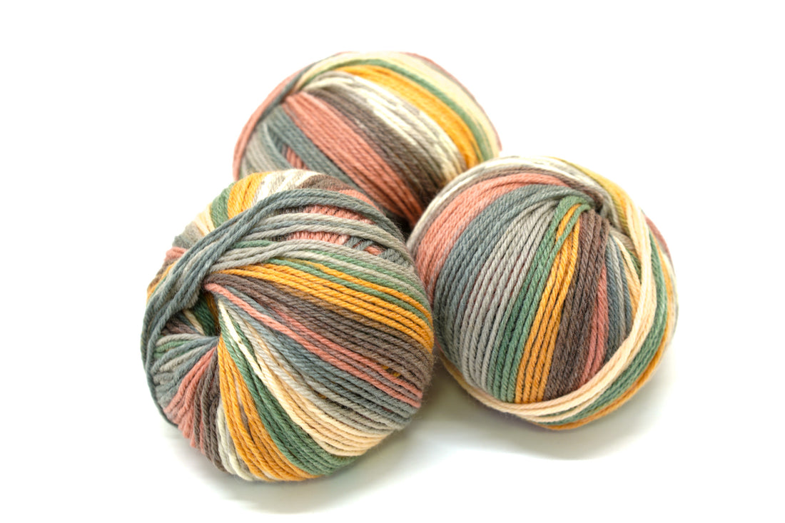 Brown-mustard-grey Jacquard 80% wool blend 50g./125m color - 806