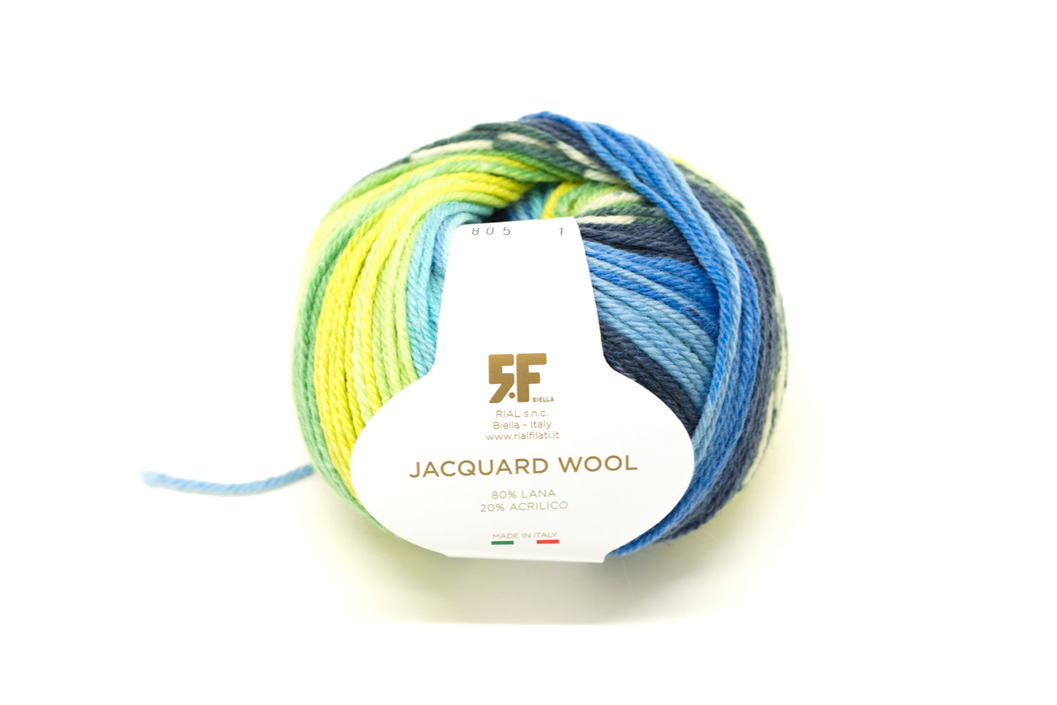 Blue-yellow-denim-green Jacquard 80% wool blend 50g./125m - color 805