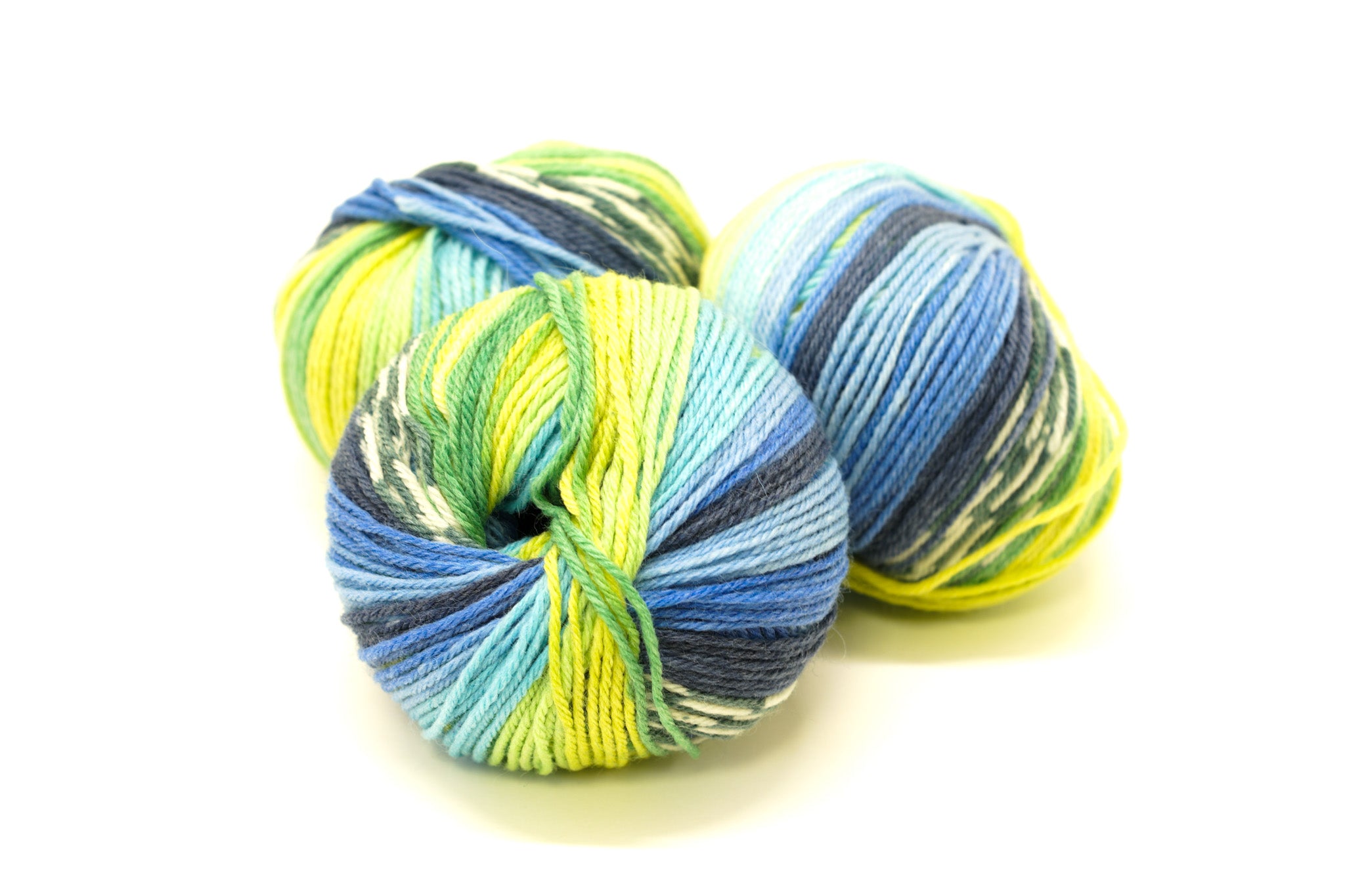 Blue-yellow-denim-green Jacquard 80% wool blend 50g./125m - color 805