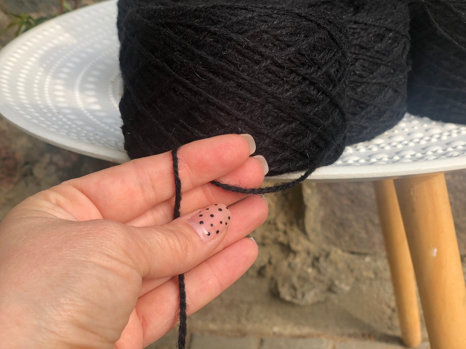 Black European rustic wool yarn - 100g/3.5oz. - for carpet, hand knitting, tufting, slippers crocheting, winter warm wool | black-european-rustic-wool-yarn-100g-3-5oz-for-carpet-hand-knitting-tufting-slippers-crocheting-winter-warm-wool