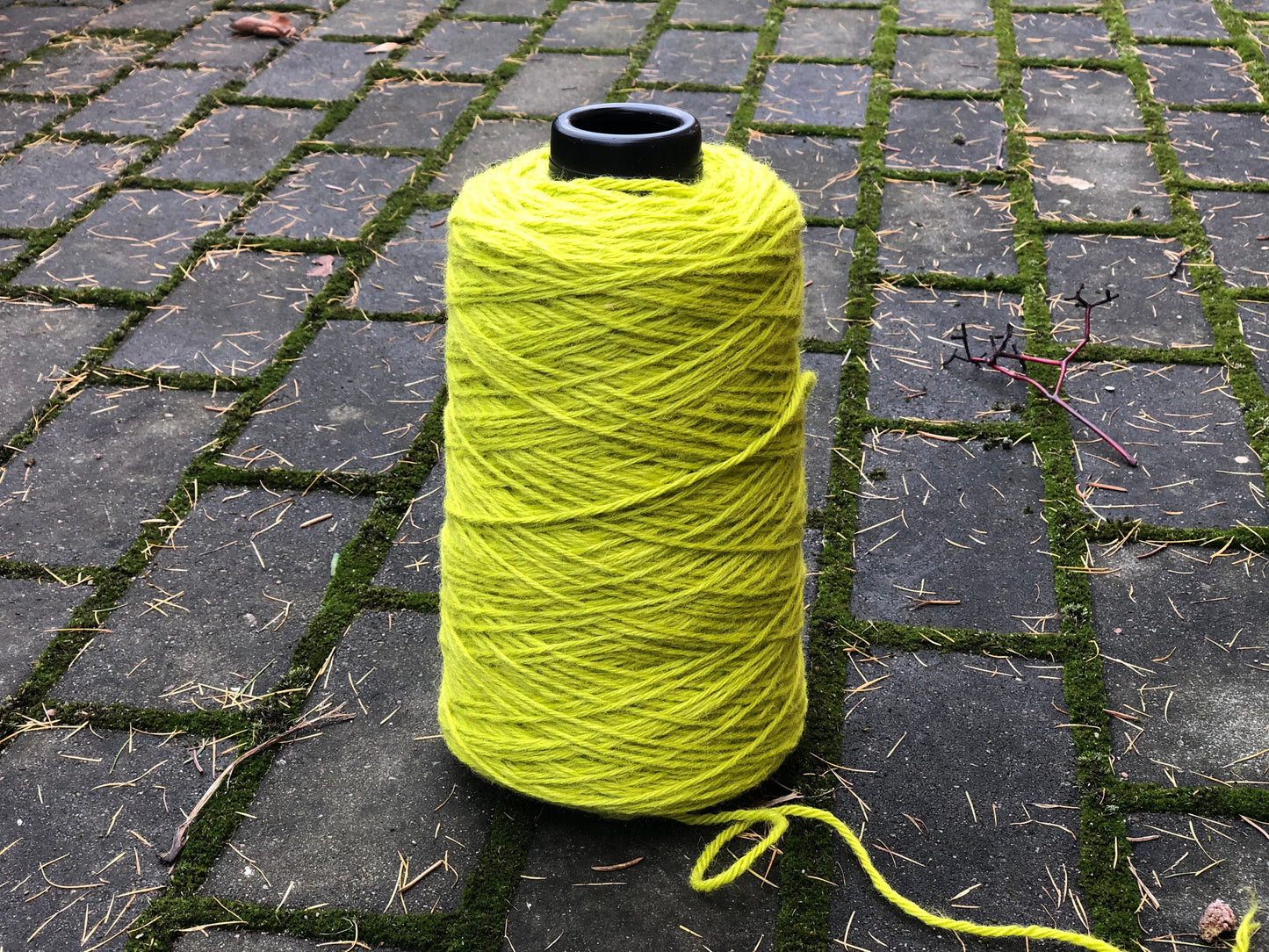 Neon green wool yarn in cone | neon-green-wool-yarn-in-cone