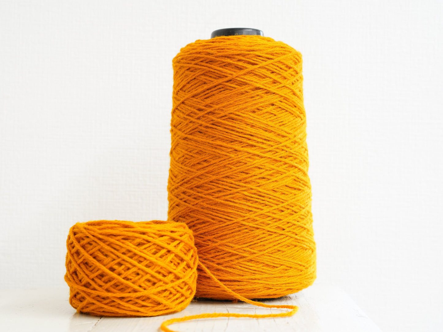 Pumpkin-yellow yarn for knitting
