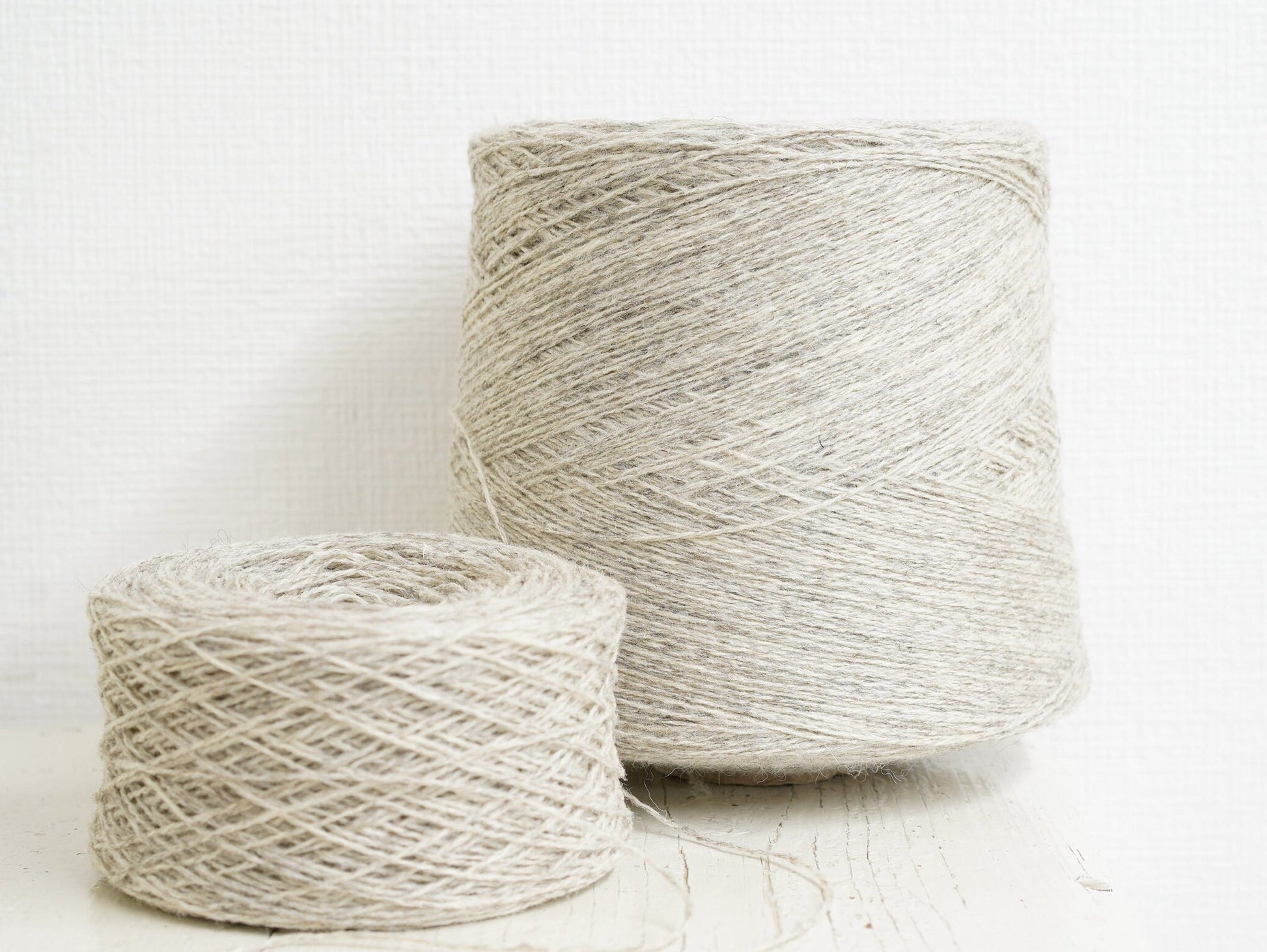 Light Grey fingering wool yarn in cone, Yarn Home