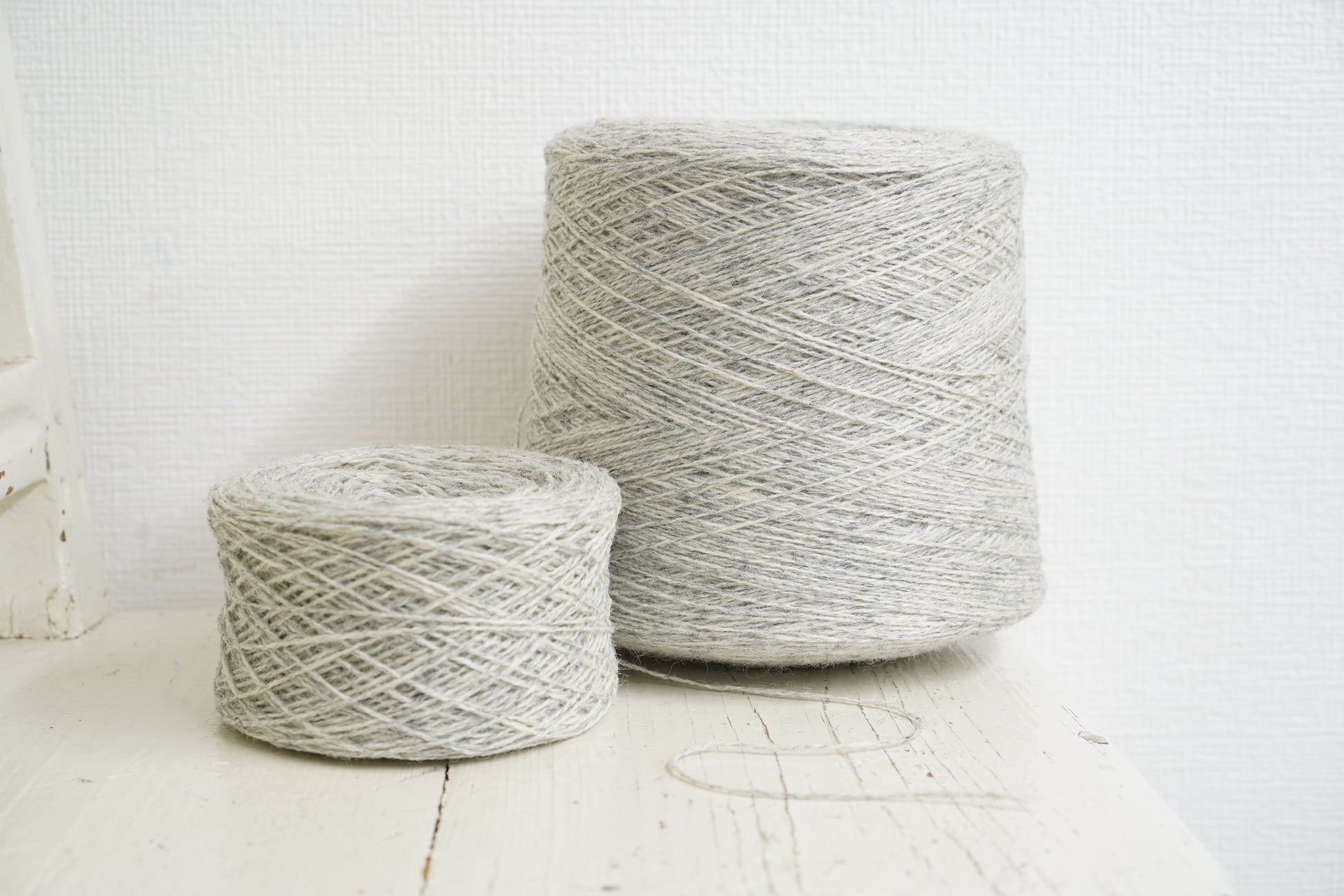 Light Grey fingering wool yarn in cone, Yarn Home