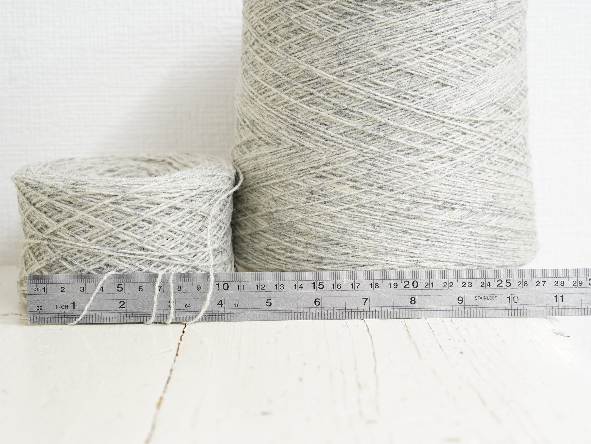 Light Grey fingering wool yarn in cone | light-grey-fingering-wool-yarn-in-cone
