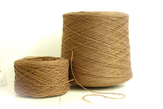 Sand brown wool yarn in cone | sand-brown-wool-yarn-in-cone