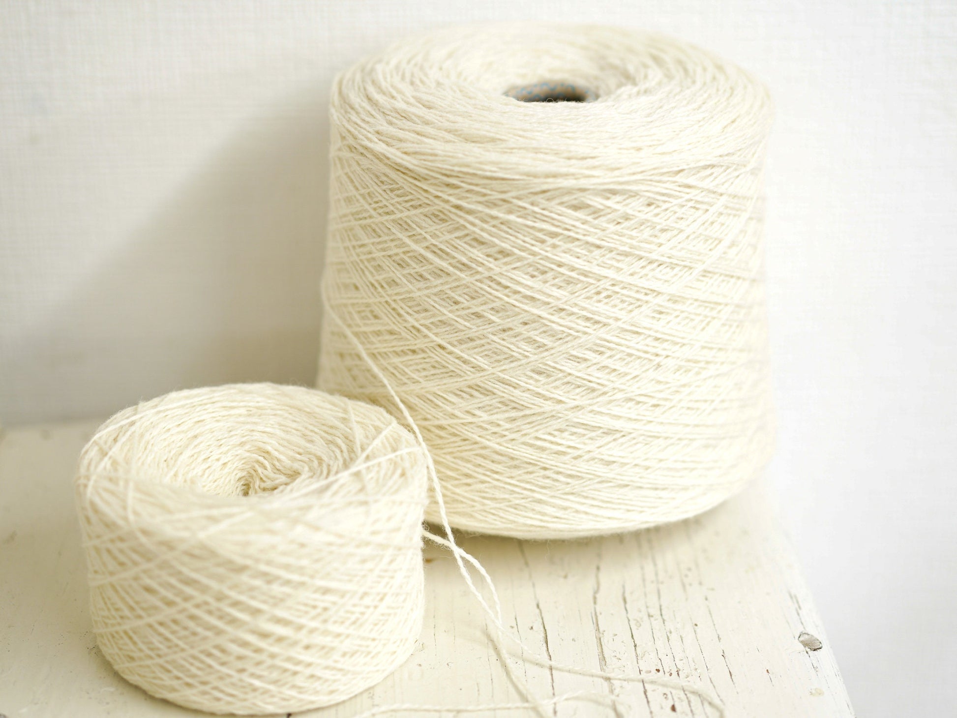 New Zealand White undyed wool yarn in cone