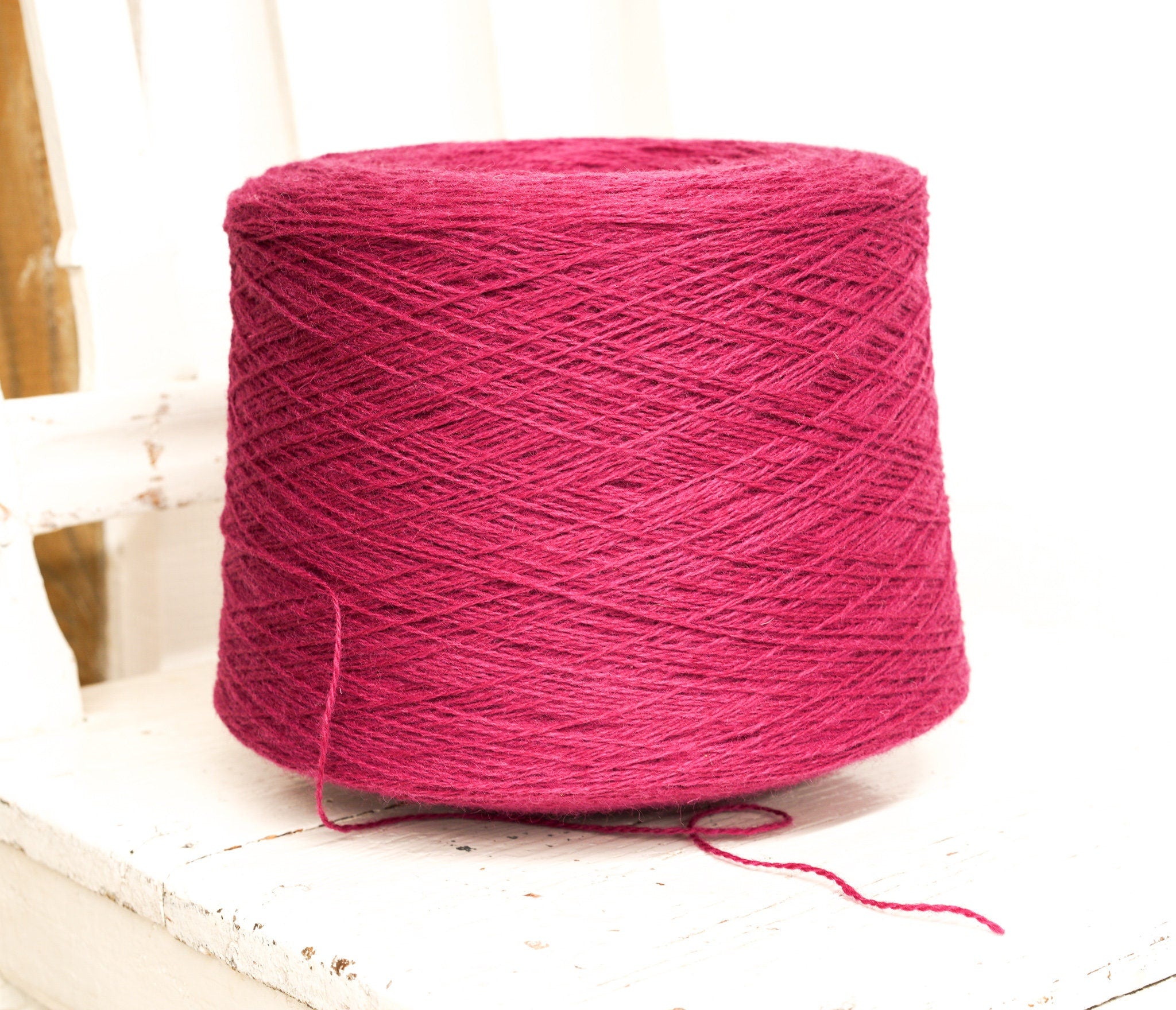 Hot pink wool in cone 0,9kg/31.7oz - 100% New Zealand fingering wool - yarn for weaving plaids, socks knitting - Hand knitting wool C540 | hot-pink-wool-in-cone-0-9kg-31-7oz-100-new-zealand-fingering-wool-yarn-for-weaving-plaids-socks-knitting-hand-knitting-wool-c540