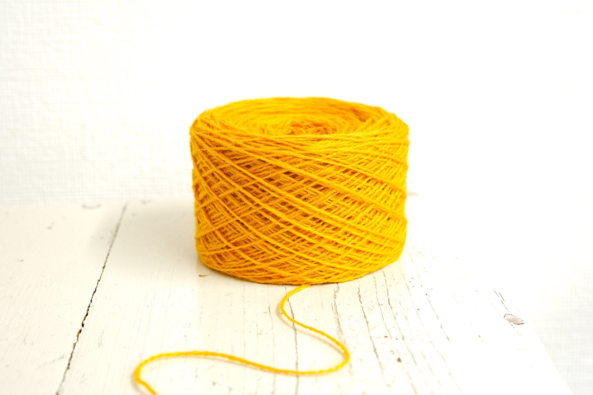 Saffron yellow wool in cone 0,9kg/31.7oz - Fingering wool yarn - 100% wool yarn for weaving plaids, socks knitting - Hand knitting wool C730 | saffron-yellow-wool-in-cone-0-9kg-31-7oz-fingering-wool-yarn-100-wool-yarn-for-weaving-plaids-socks-knitting-hand-knitting-wool-c730
