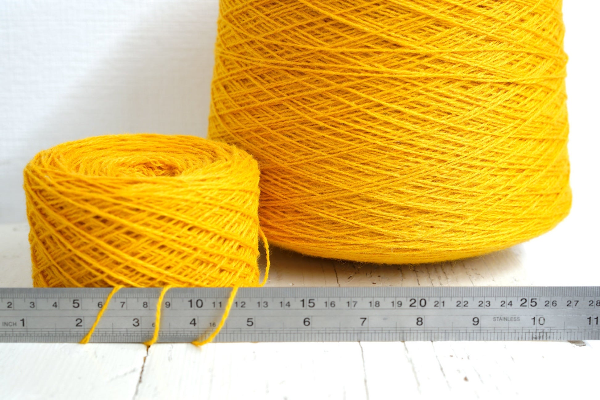 Saffron yellow wool in cone 0,9kg/31.7oz - Fingering wool yarn - 100% wool yarn for weaving plaids, socks knitting - Hand knitting wool C730 | saffron-yellow-wool-in-cone-0-9kg-31-7oz-fingering-wool-yarn-100-wool-yarn-for-weaving-plaids-socks-knitting-hand-knitting-wool-c730