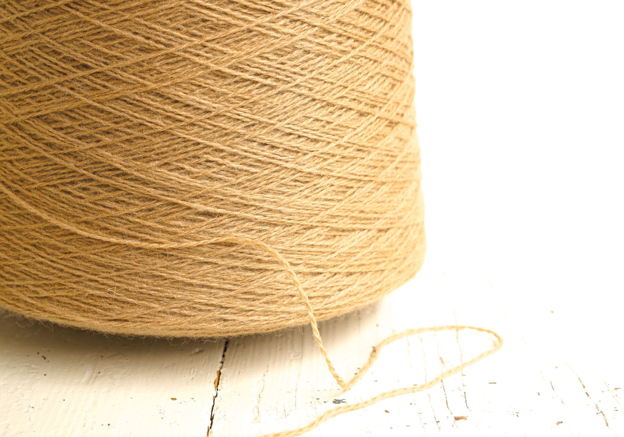 Light brown 100% wool yarn in cone 900g /31.7oz - Fingering wool fiber - Wool yarn for weaving plaids - Machine, hand knitting wool yarn 650 | light-brown-100-wool-yarn-in-cone-900g-31-7oz-fingering-wool-fiber-wool-yarn-for-weaving-plaids-machine-hand-knitting-wool-yarn-650