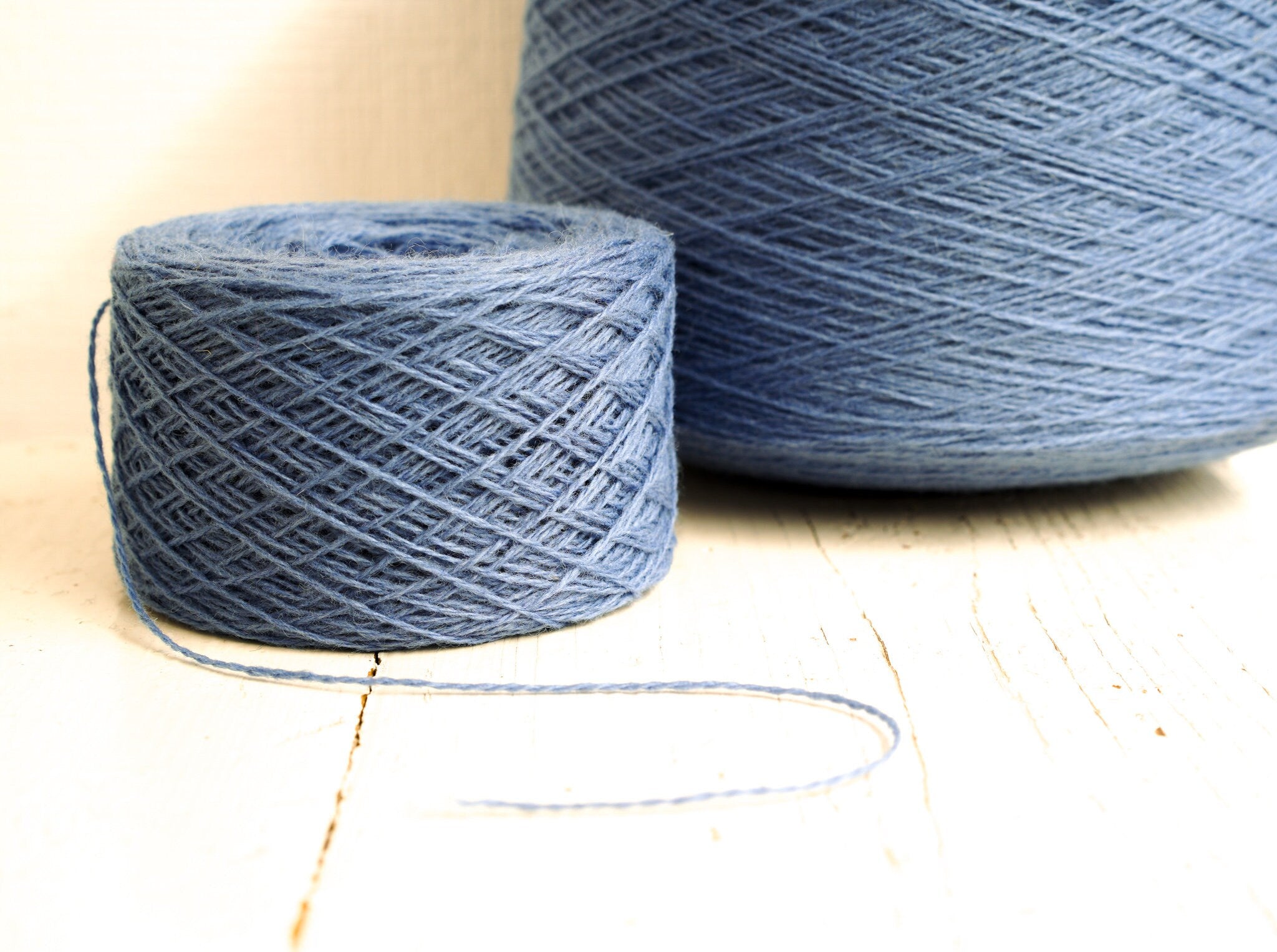 Steel blue wool cone 0,9kg/31.7oz - 100% wool yarn for weaving plaids, socks knitting, machine knitting, gift for knitter, winter wool | steel-blue-wool-cone-0-9kg-31-7oz-100-wool-yarn-for-weaving-plaids-socks-knitting-machine-knitting-gift-for-knitter-winter-wool