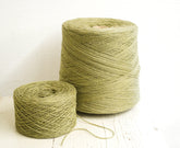 Olive green wool in cone 900g/31.7oz - Fingering wool fiber for weaving plaids, hands or machine knitting men&