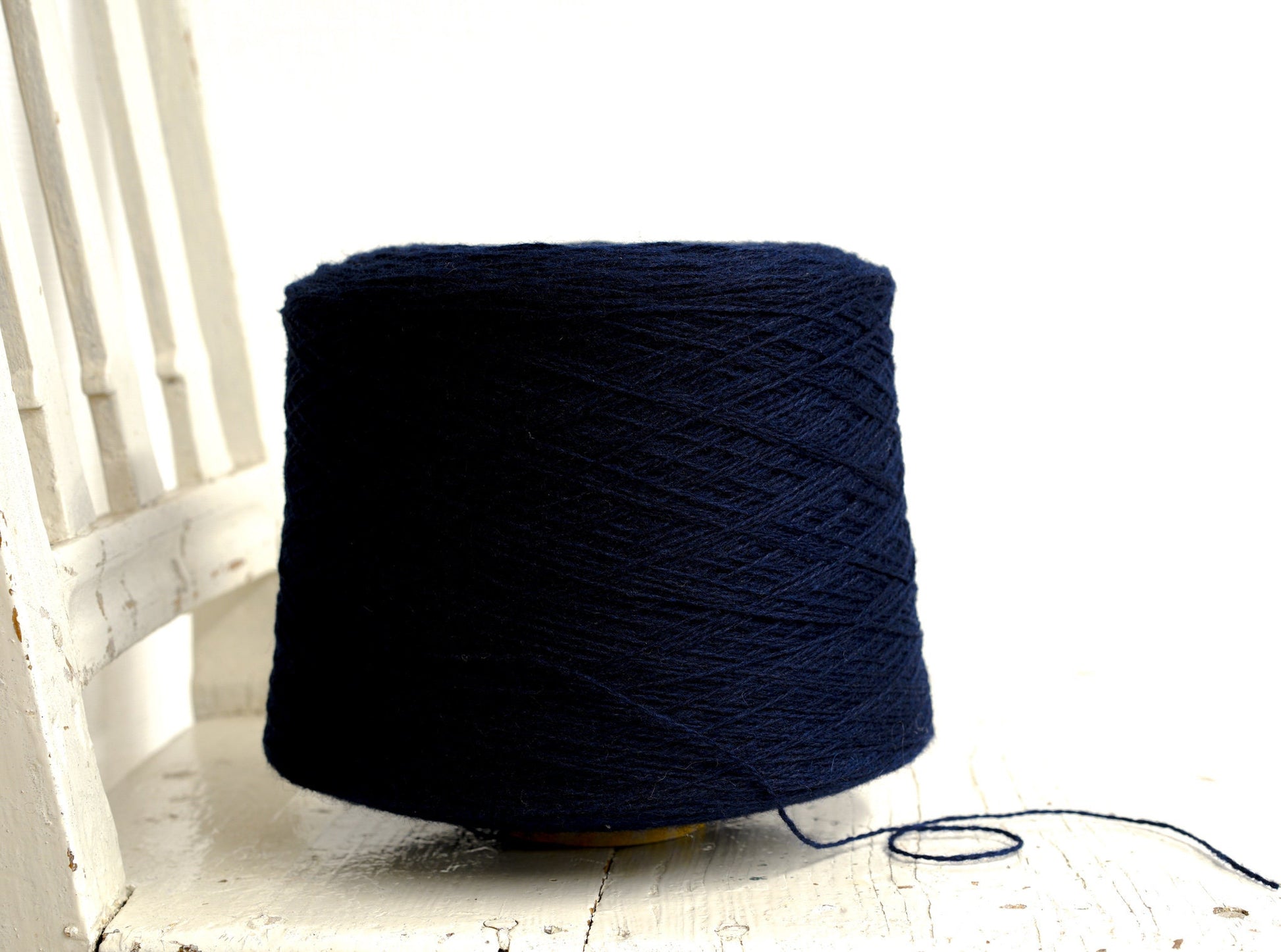 Dark blue fingering wool yarn in cones | dark-blue-fingering-wool-yarn-in-cones
