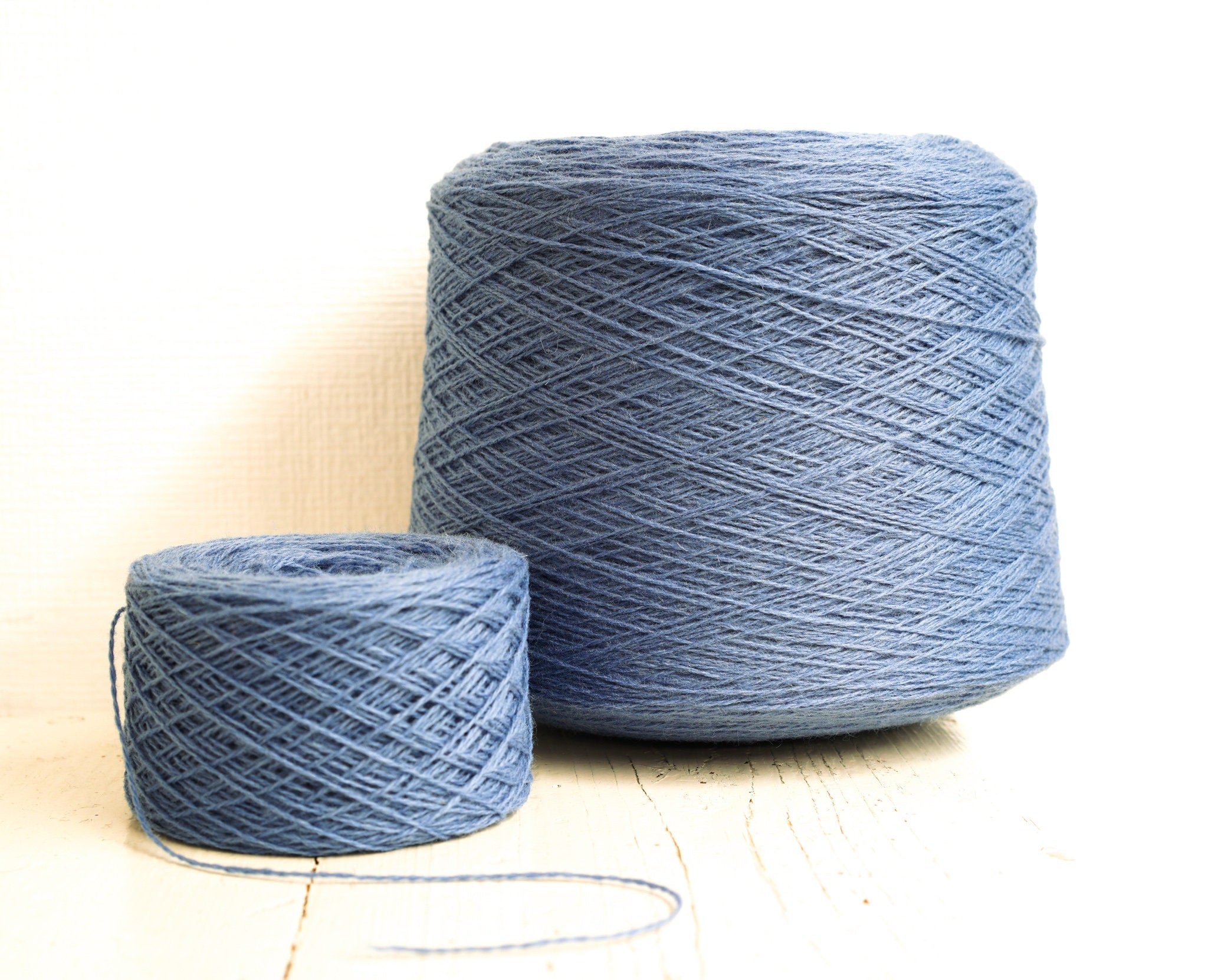 Steel blue wool cone 0,9kg/31.7oz - 100% wool yarn for weaving plaids, socks knitting, machine knitting, gift for knitter, winter wool | steel-blue-wool-cone-0-9kg-31-7oz-100-wool-yarn-for-weaving-plaids-socks-knitting-machine-knitting-gift-for-knitter-winter-wool
