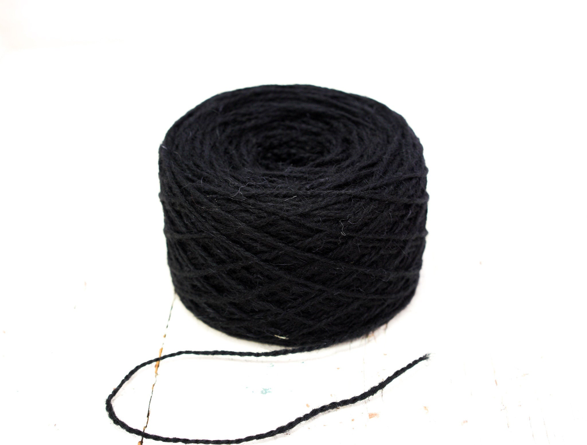 Black European rustic wool yarn - 100g/3.5oz. - for carpet, hand knitting, tufting, slippers crocheting, winter warm wool | black-european-rustic-wool-yarn-100g-3-5oz-for-carpet-hand-knitting-tufting-slippers-crocheting-winter-warm-wool
