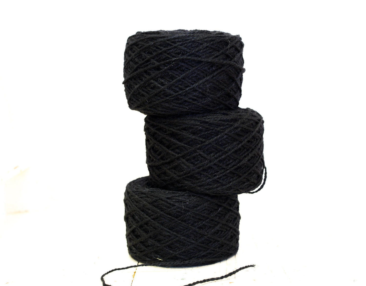 Black European rustic wool yarn - 100g/3.5oz. - for carpet, hand knitting, tufting, slippers crocheting, winter warm wool | black-european-rustic-wool-yarn-100g-3-5oz-for-carpet-hand-knitting-tufting-slippers-crocheting-winter-warm-wool