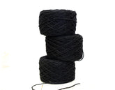 Black European rustic wool yarn - 100g/3.5oz. - for carpet, hand knitting, tufting, slippers crocheting, winter warm wool | black-european-rustic-wool-yarn-100g-3-5oz-for-carpet-hand-knitting-tufting-slippers-crocheting-winter-warm-wool