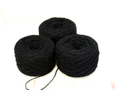 Black European rustic wool yarn - 100g/3.5oz. - for carpet, hand knitting, tufting, slippers crocheting, winter warm wool | black-european-rustic-wool-yarn-100g-3-5oz-for-carpet-hand-knitting-tufting-slippers-crocheting-winter-warm-wool